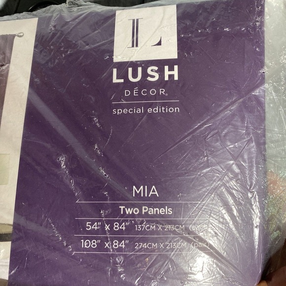 Lush Decor Mia Curtains Window Panel Set 2 Drapes Purple Grey New - Picture 3 of 4